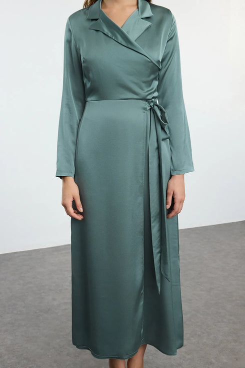 فستان سهرة نسائي من الساتان المنسوج