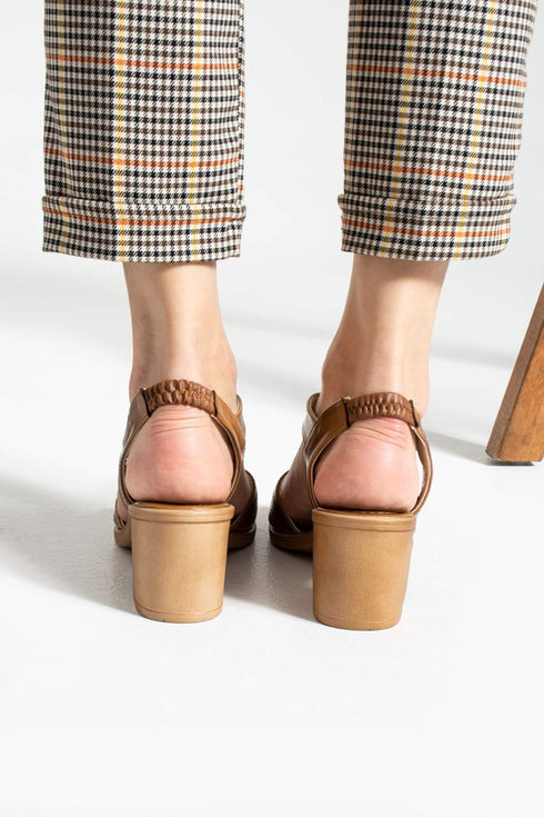 Tan Heeled Sandals