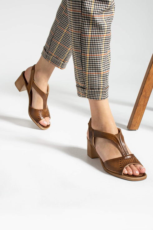 Tan Heeled Sandals