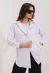 قميص مخطط اوفر سايز - أبيض