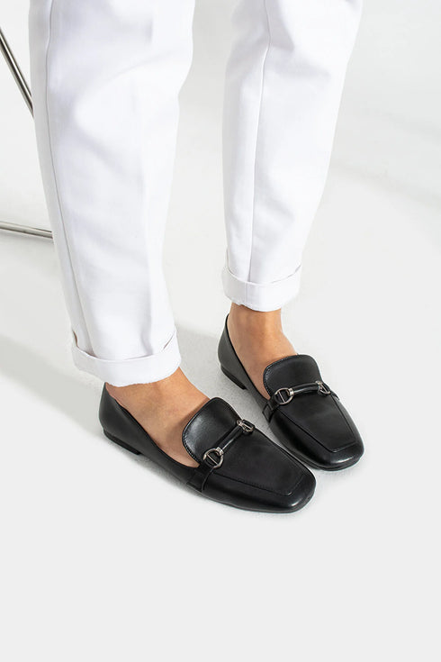 Black Ballerina with Silver Buckle Detail