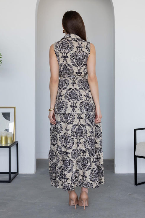 فستان بحزام - كحلي