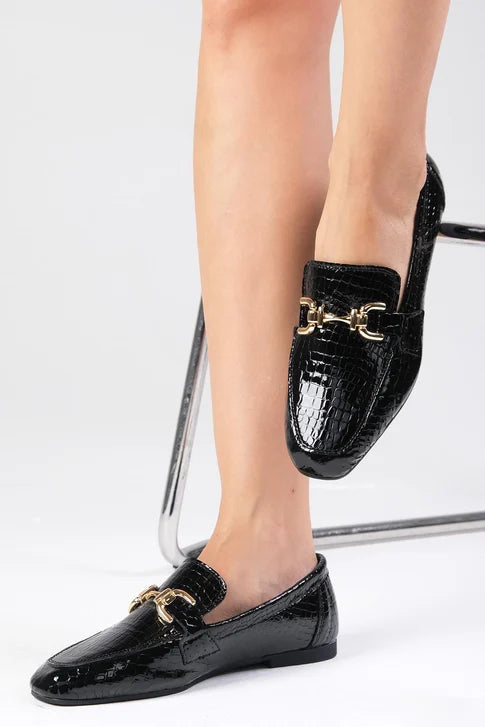 حذاء لوفر جلد حقيقي لون أسود