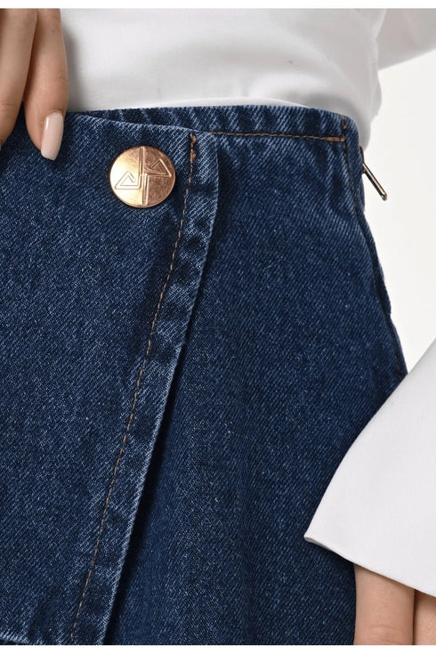 تنورة طويلة من الجينز الغامق