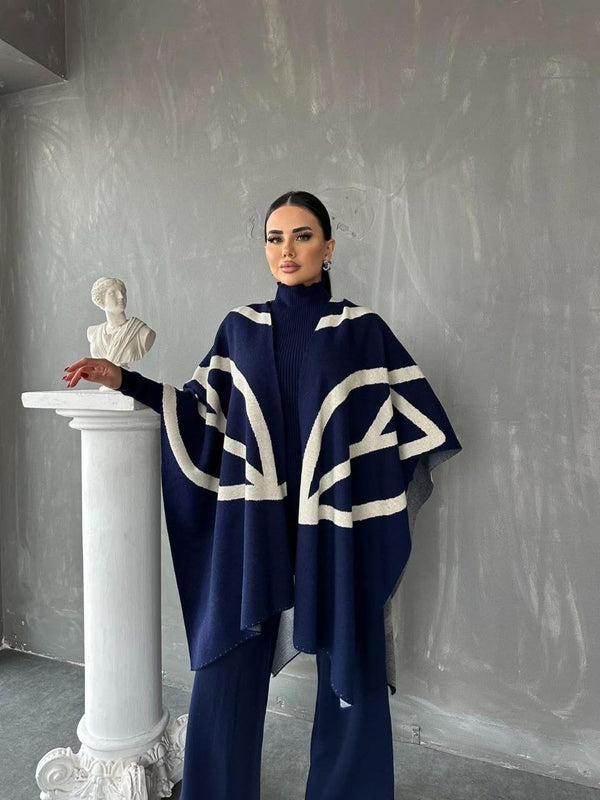 طقم صوف لون كحلي 3 قطع