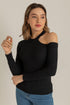 بلوزة بكتف واحد - أسود