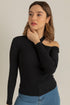 بلوزة بكتف واحد - أسود