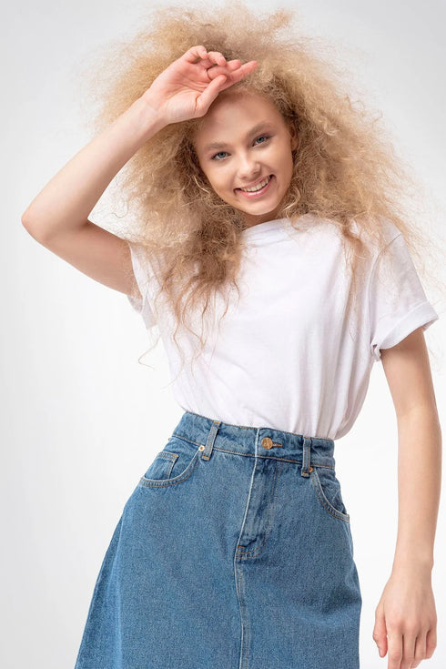 تنورة طويلة من الدينيم لون أزرق