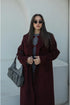 معطف جوخ مخطط باللون البوردو