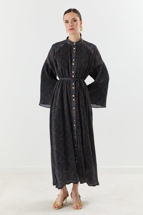 فستان بكسرات - كحلي