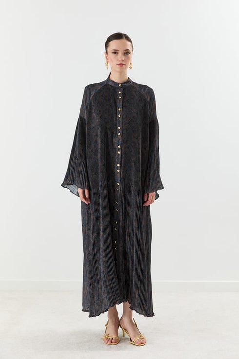 فستان بكسرات - كحلي