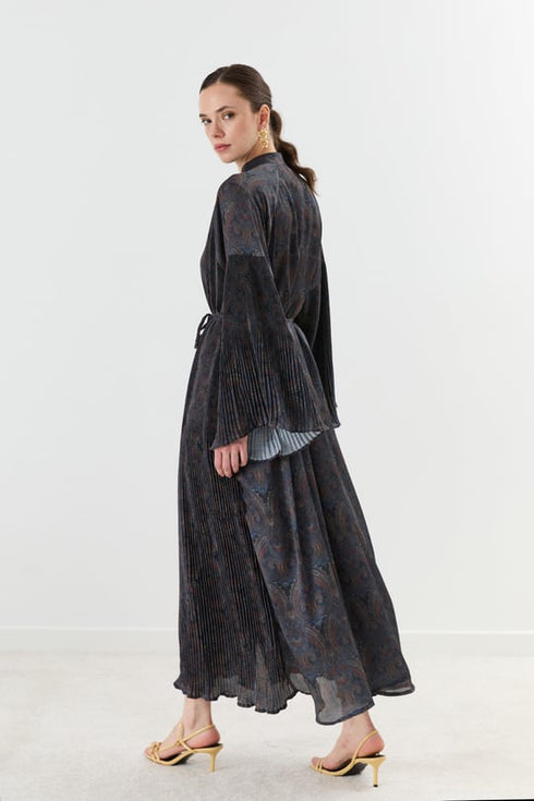 فستان بكسرات - كحلي