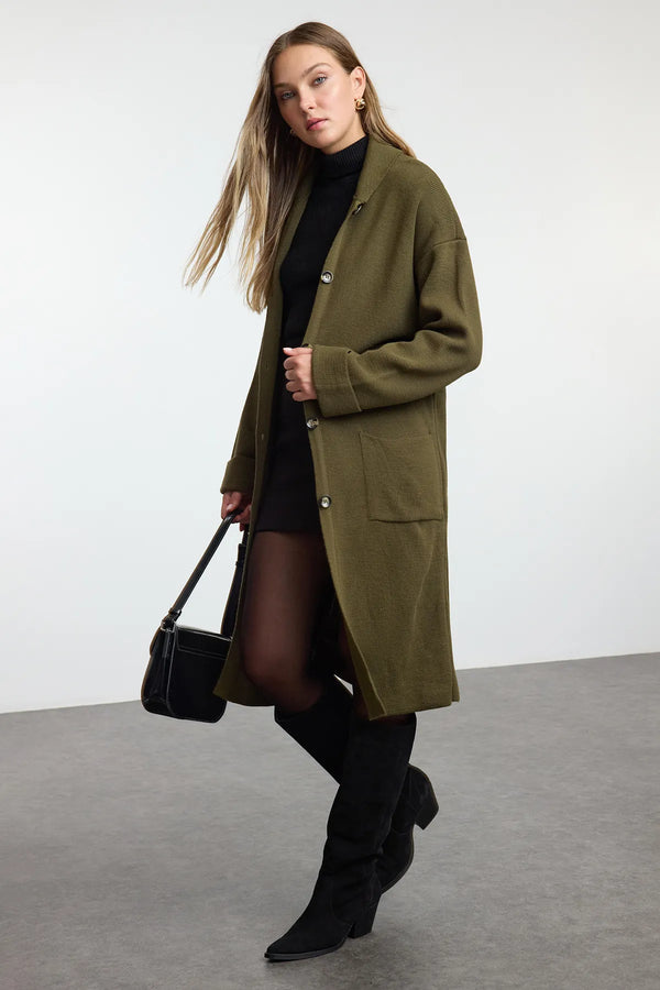 كارديغان تريكو باللون الزيتي