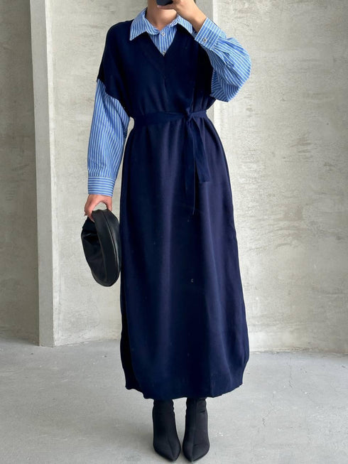 فستان تريكو - كحلي