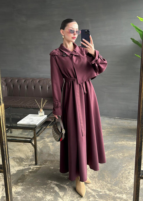 فستان ترانش باللون البرغندي