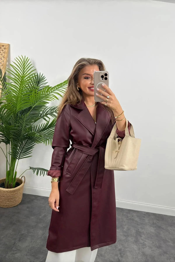 جكيت جلد لون بوردو