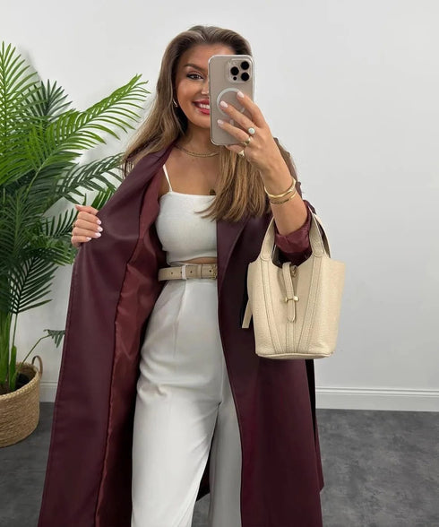 جكيت جلد لون بوردو