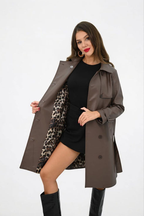 جكيت جلد - زيتي