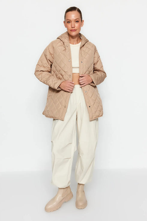 معطف مبطن وتر بروف - بيج