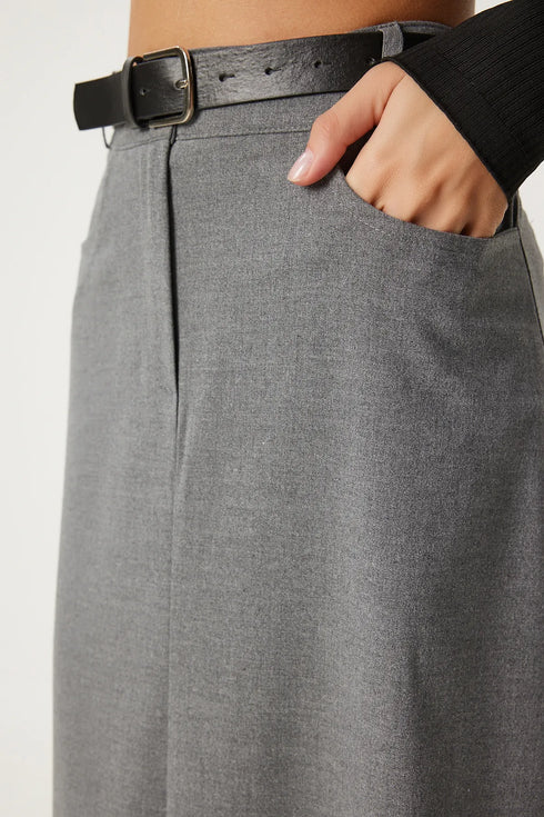 تنورة طويلة لون رمادي