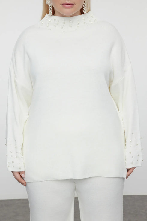 طقم تريكو قطعتين لون إيكرو