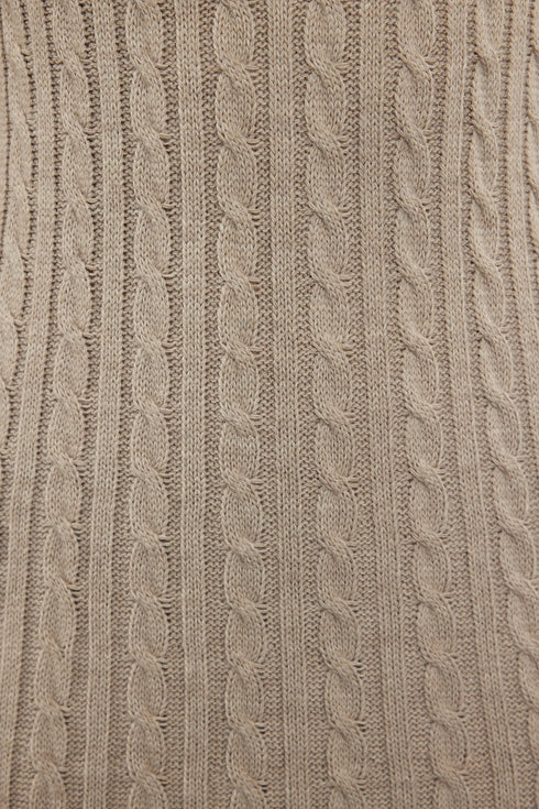 فستان تريكو طويل باللون البيج