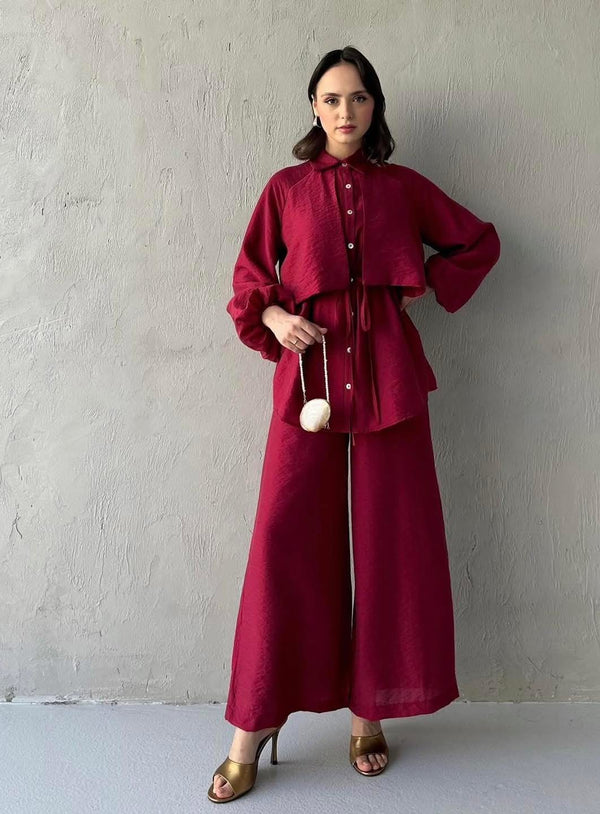 طقم قطعتين باللون البوردو