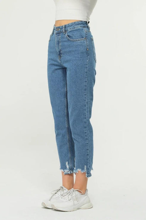 Blue High Waist Mom Jeans