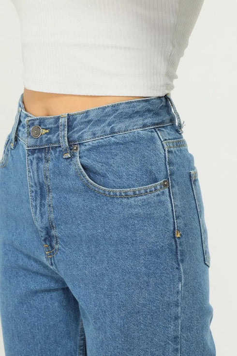 Blue High Waist Mom Jeans