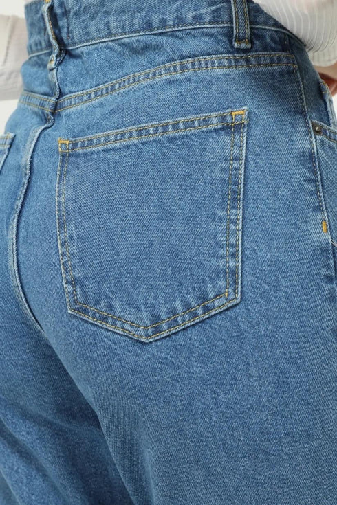 Blue High Waist Mom Jeans
