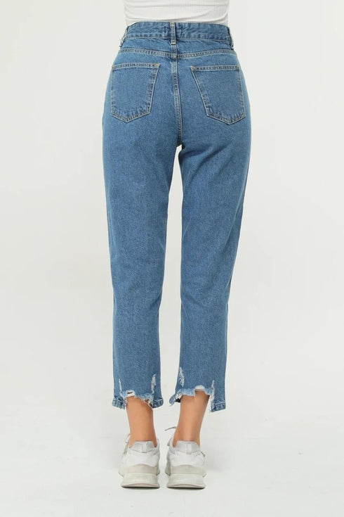 Blue High Waist Mom Jeans