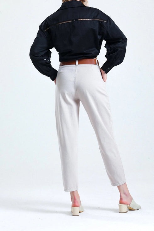 Stone Color Triangle Detailed Trousers