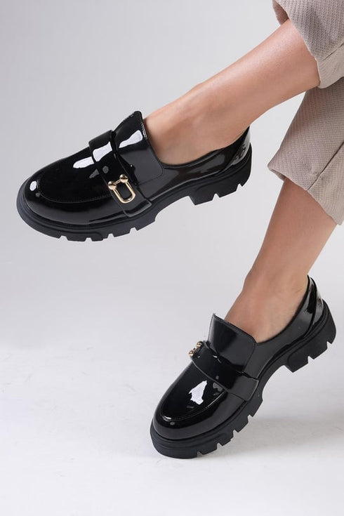 حذاء أكسفورد كعب لون أسود