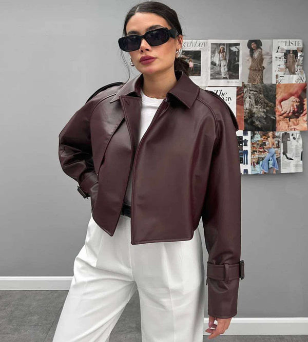 جكيت جلد - برغندي