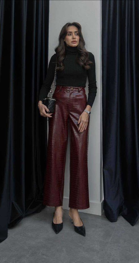بنطلون جلد - برغندي