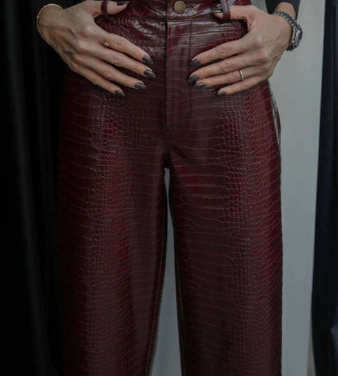 بنطلون جلد - برغندي