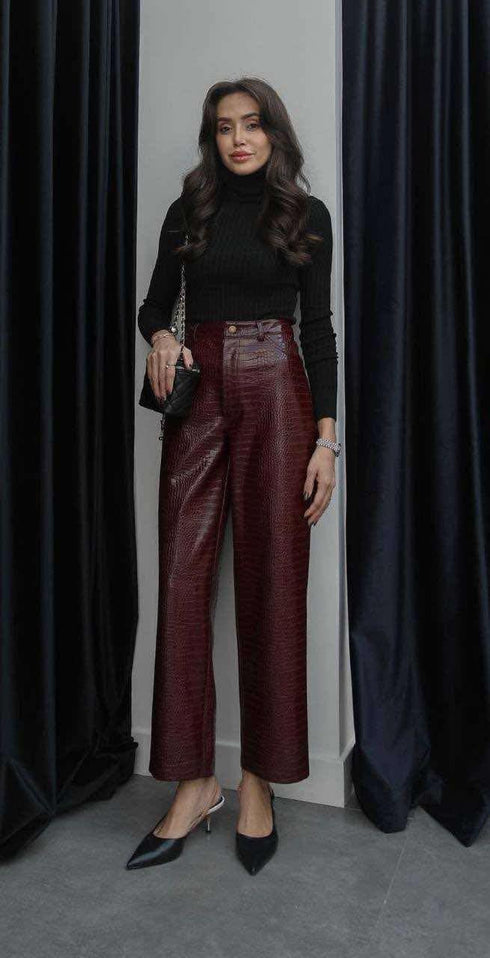 بنطلون جلد - برغندي