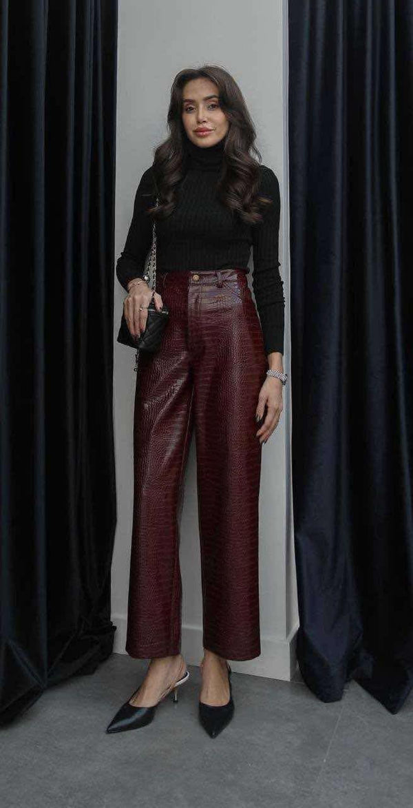 بنطلون جلد - برغندي