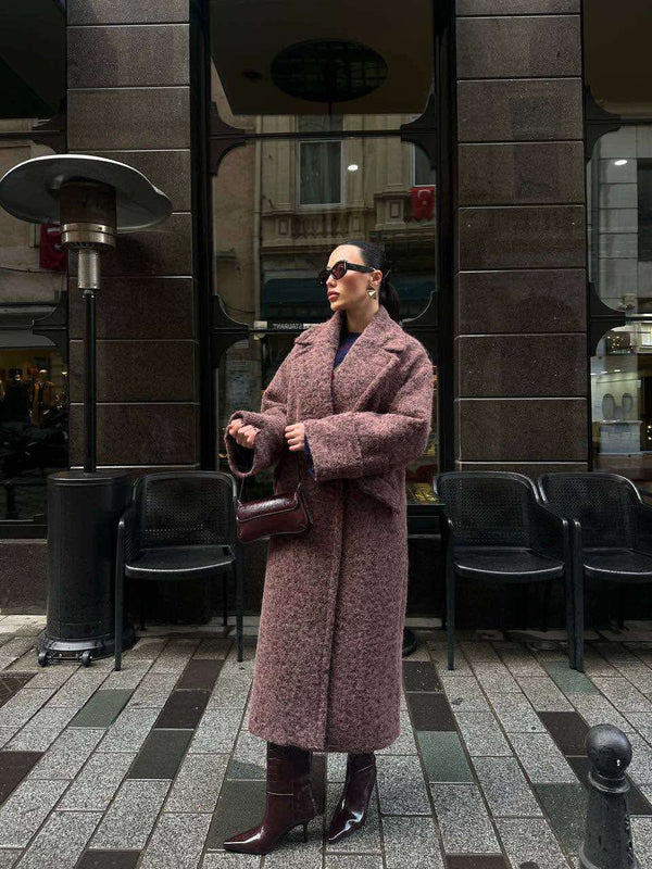 معطف جوخ طويل - برغندي