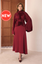 طقم تنورة أنيق باللون البوردو