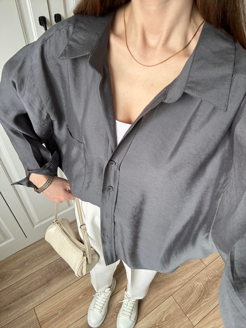 قميص لون رمادي اوفر سايز