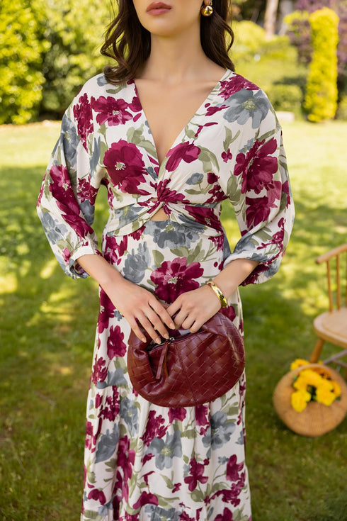 فستان نسائي طويل بنقشة زهور