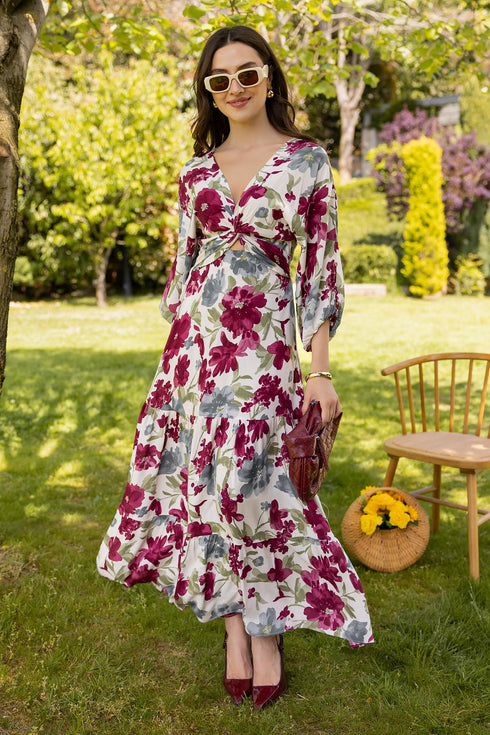 فستان نسائي طويل بنقشة زهور