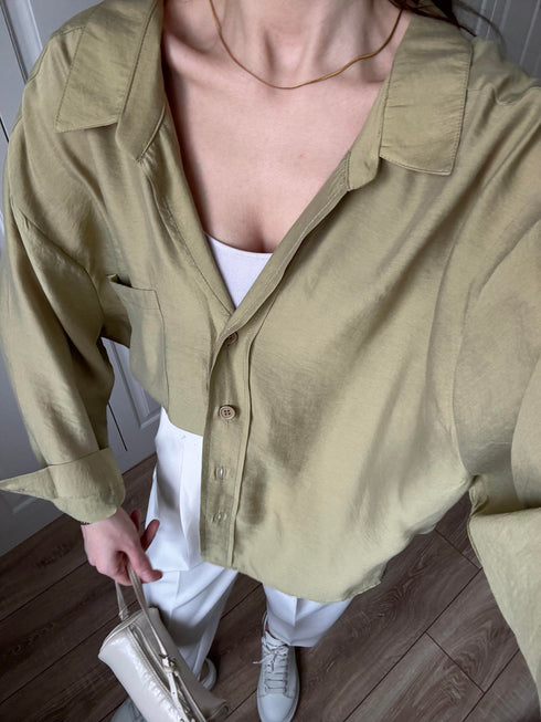 قميص لون زيتوني اوفر سايز
