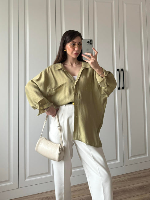 قميص لون زيتوني اوفر سايز