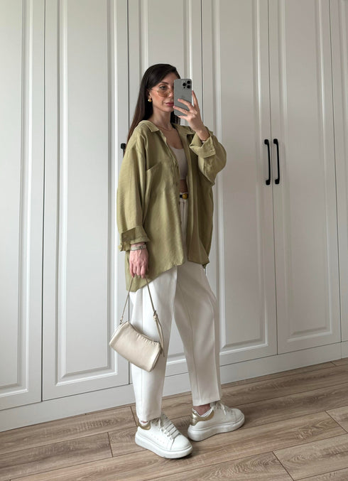 قميص لون زيتوني اوفر سايز
