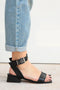 Black Low Heel Sandals