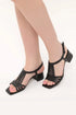Black Short Heel Sandals