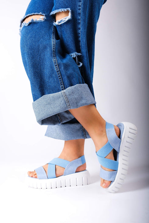 Jeans Blue Thick Sole Comfort Sandals