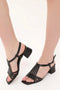 Black Short Heel Sandals